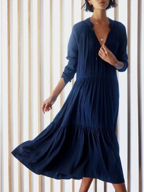 Brochu Walker Dresses & Skirts - BROCHU WALKER Alana Navy Tiered Midi Dress Extra Small